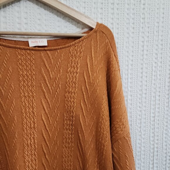 Hailey & Co Women's Plus Size Orange Cable Knit Light Sweater Size 2X - Picture 4 of 13